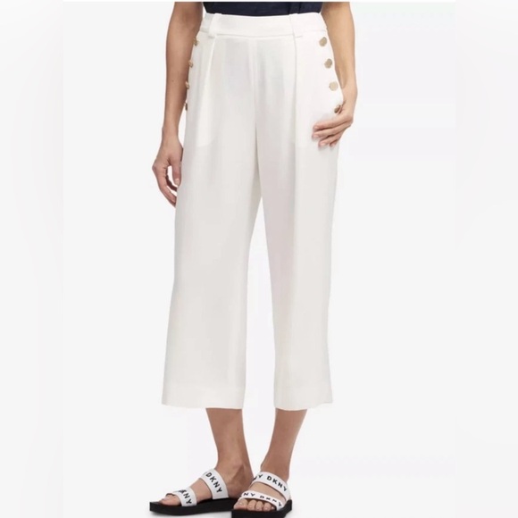 NWT DKNY Hudson blues ivory wide leg pants - Picture 1 of 12